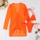 thumbnail image 3 of Traje de baño Trajes de baño de mujer Trajes de baño de 3 piezas de corte alto con cubierta de malla (Naranja XL) Cgtredaw Naranja T XL para Mujer, 3 of 6
