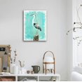 thumbnail image 5 of Heron Wall Art Great Birds Standing on Rock Canvas Painting Teal Background Canvas Pictures Animals Portrait Artwork Wall Decor for Bedroom Bathroom Porch Den Home Office ons 12" x 16", 5 of 6