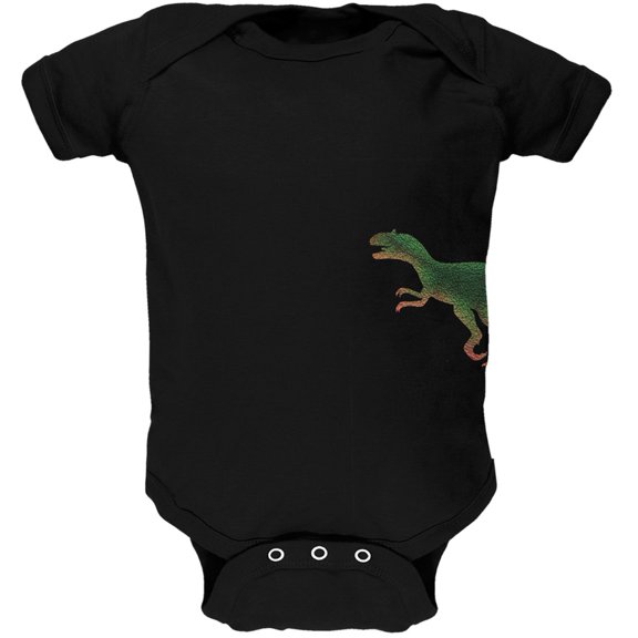Allosaurus Dinosaur Distressed Black Soft Baby One Piece - 18 month