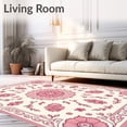 thumbnail image 2 of ODIKA 2'x3' Machine Washable Non-Slip Area Rug, Vintage Floral Medallion High Traffic Rug with Pad, Pink, 463333, 2 of 8