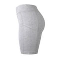 thumbnail image 4 of Women's High Waist Soft Ultra Stretch Yoga Shorts Leggings with 2 Side Pockets Pack of 3 Heather Grey, 4 of 4
