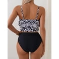 thumbnail image 5 of SKQIT Women's Ruffle Tankini Two-Piece Swimsuit, High-Waisted Tummy Control Bikini, Flounce Spaghetti Strap Swimwear, 5 of 5