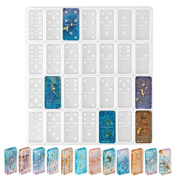 Moldes de dominó para fundición de resina, juego de dominó de resina, dominó y caja de dominó para dominó personalizado, juego de moldes para dominó