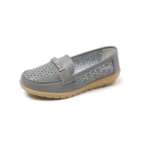 

Wazshop Ladies Boat Shoes Flat Flats Slip On Loafers Comfort Round Toe Moccasins Women Casual Shoe Low Top Lightweight Gray 5.5