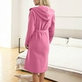 thumbnail image 5 of Meichang Hooded Robe for Women with Belt Pockets Long Sleeve Kimono Robes Cozy Knee Length Bathrobe Homewear, 5 of 8