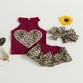 thumbnail image 2 of CNKOO Baby Girls Summer Outfit Leopard Print Heart Sleeveless Rib Knit Tank Tops Bow Ruffles Shorts Headband 3Pcs Clothes Set 6-9 Months, 2 of 8