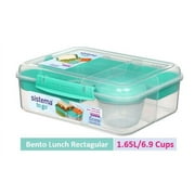 Sistema To Go, 1.65L/6.9 Cups, 1 Pack, Plastic Rectangular Bento Lunch with Yogurt Pot, Teal