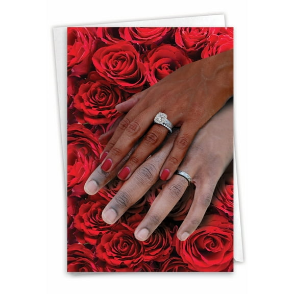 NobleWorks Funny Wedding Congratulations Greeting Card with 5 x 7 Inch Envelope (1 Card) Congrats, Thank You Wedding Hands - Couple of Color C10247WDG-ET