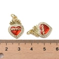 thumbnail image 3 of 10pcs Brass Micro Pave Clear Cubic Zirconia Pendants Cadmium Free & Lead Free with Enamel Sacred Heart Real 16K golden Plated 18.5x12.5x2.5mm, 3 of 3