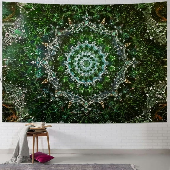 PRATYUS Tapestry Wall Hanging Hippie Mandala Bohemian Hippy Psychedelic Design Indian Tapestries Bedspread Red Yellow 40x30inch