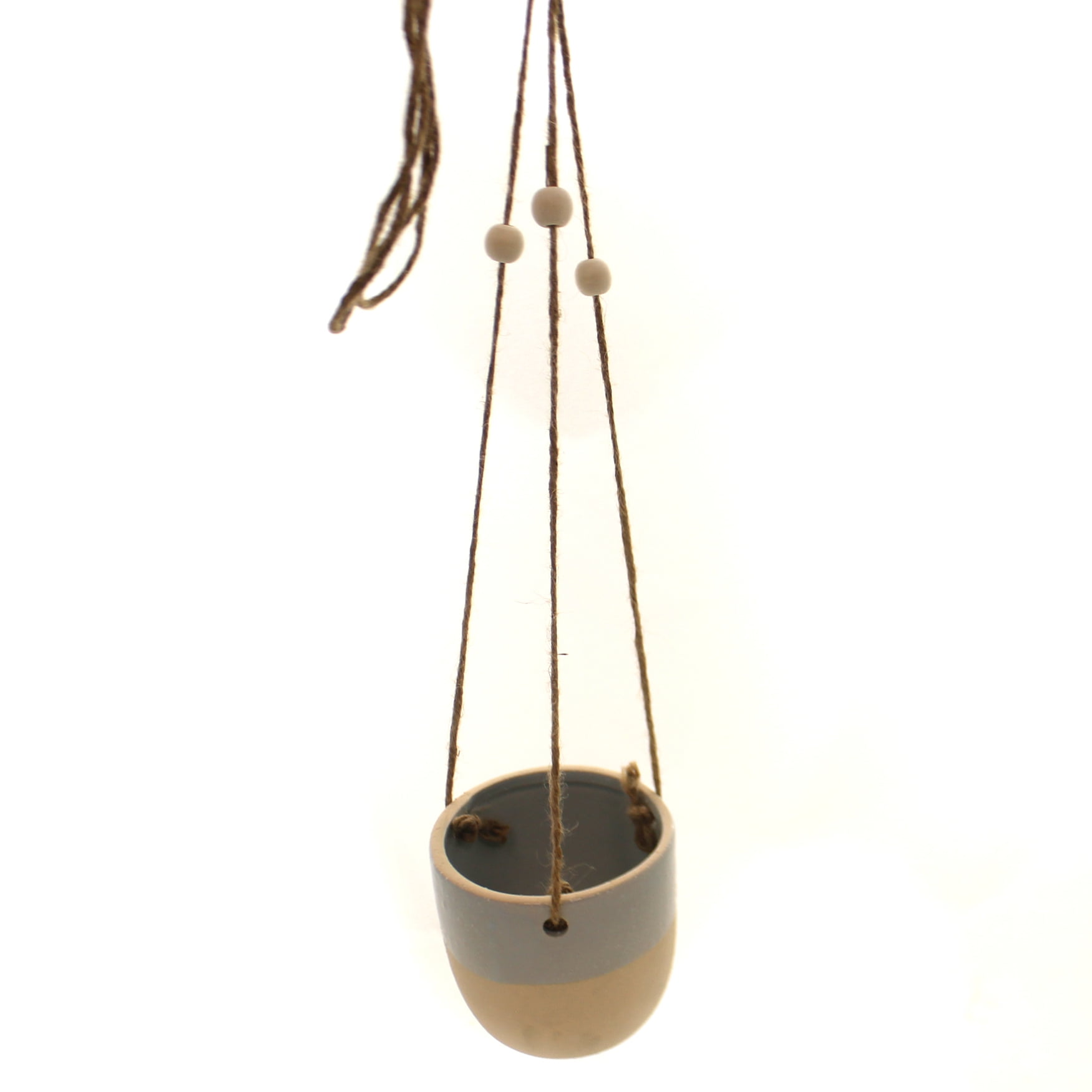 Home & Garden STONEWARE HANGING PLANTER Stone Jute Hanger Da7805 Blue