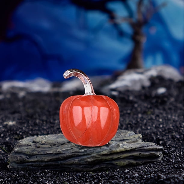Decoración de cristal de calabaza mini | Amatista Ágata Escultura de Vidrio Rojo Rosa Verde Púrpura Blanco Gris Amarillo | Ornamento de piedra preciosa pulida a mano | Centro de mesa de Halloween