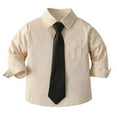 thumbnail image 4 of Girls Button Down Shirts Boys Formal Outfit Beige Button Down Boys Boys Suit Size 7-8 Years Boys Girls Fashion, 4 of 5