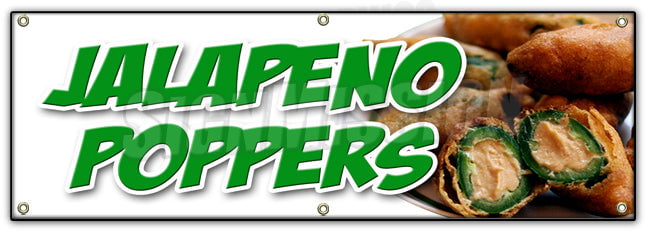 JALAPENO POPPERS BANNER SIGN fresh hot stuffed deep fried spicy pepper 