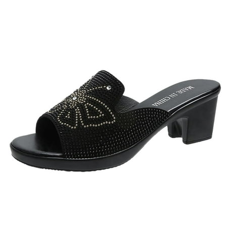 

zttd fashion women s casual shoes diamond slip-on heels leisure slippers women s slipper a