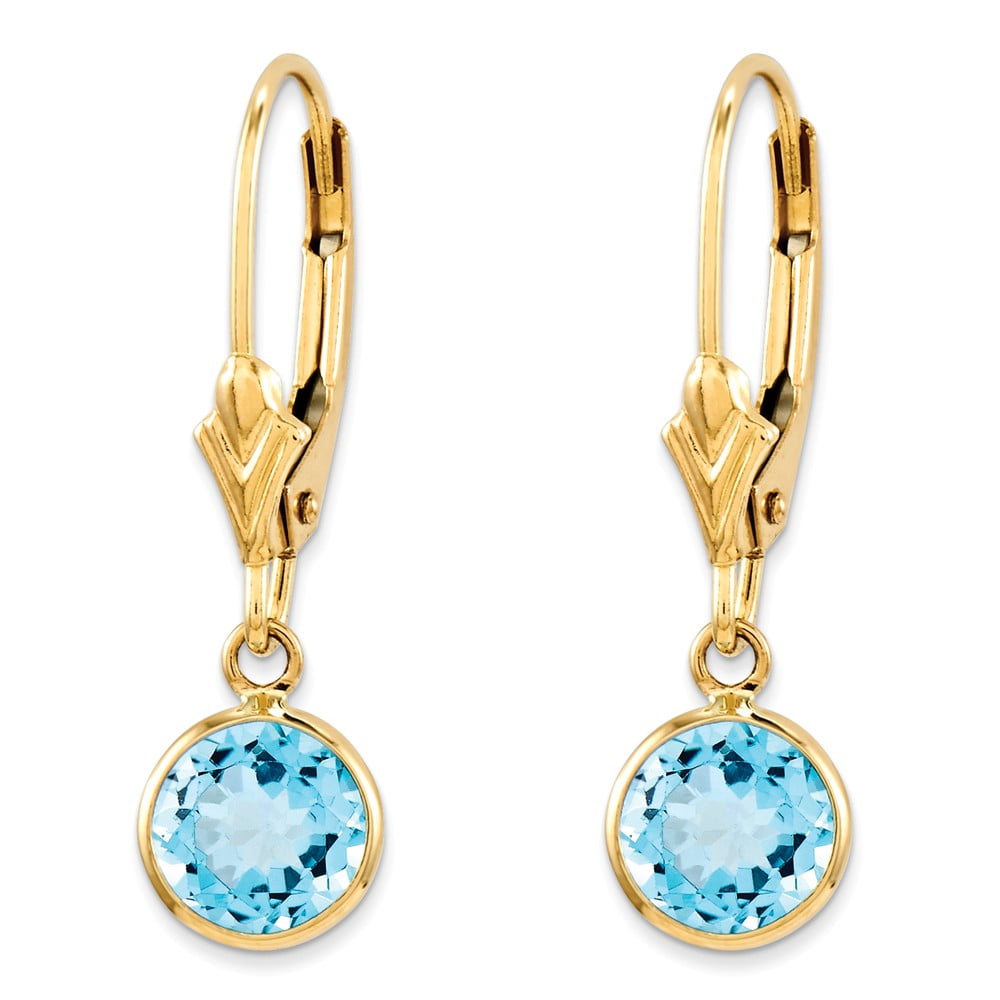 Mia Diamonds 14k Yellow Gold Madi K Round Aqua 6mm Post Earrings