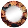 thumbnail image 2 of Designart "Palette Muted Leaves Autumn wall decor II" Floral & Botanical Round Wall Mirror - Floral Oval Printed Decorative Oversized Mirror - Multiple Color Options, 2 of 4