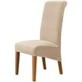 thumbnail image 1 of Velvet Large Chair Covers for Dining Room, Soft Stretch Seat Slipcover for Large Dining Chair, Washable Removable Parsons Chair Protector Set of 2,Beige, 1 of 7