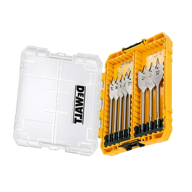 Juego de brocas DEWALT 8 piezas STD FLATBIT 12-32 mm con funda resistente +