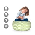 thumbnail image 2 of Retro Storage Toy Bag Chair, Vintage Geometrical Big and Small Polka Dots Inner Circles Symmetric Image, Stuffed Animal Organizer Washable Bag, Small Size, Pale Green and White, by Ambesonne, 2 of 3