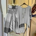 thumbnail image 2 of PENGXIANG Ensemble 2 Pcs pour Femmes Été Imprimé Col Rond Manches Mi-Longues Pull + Pantalon, 2 of 8