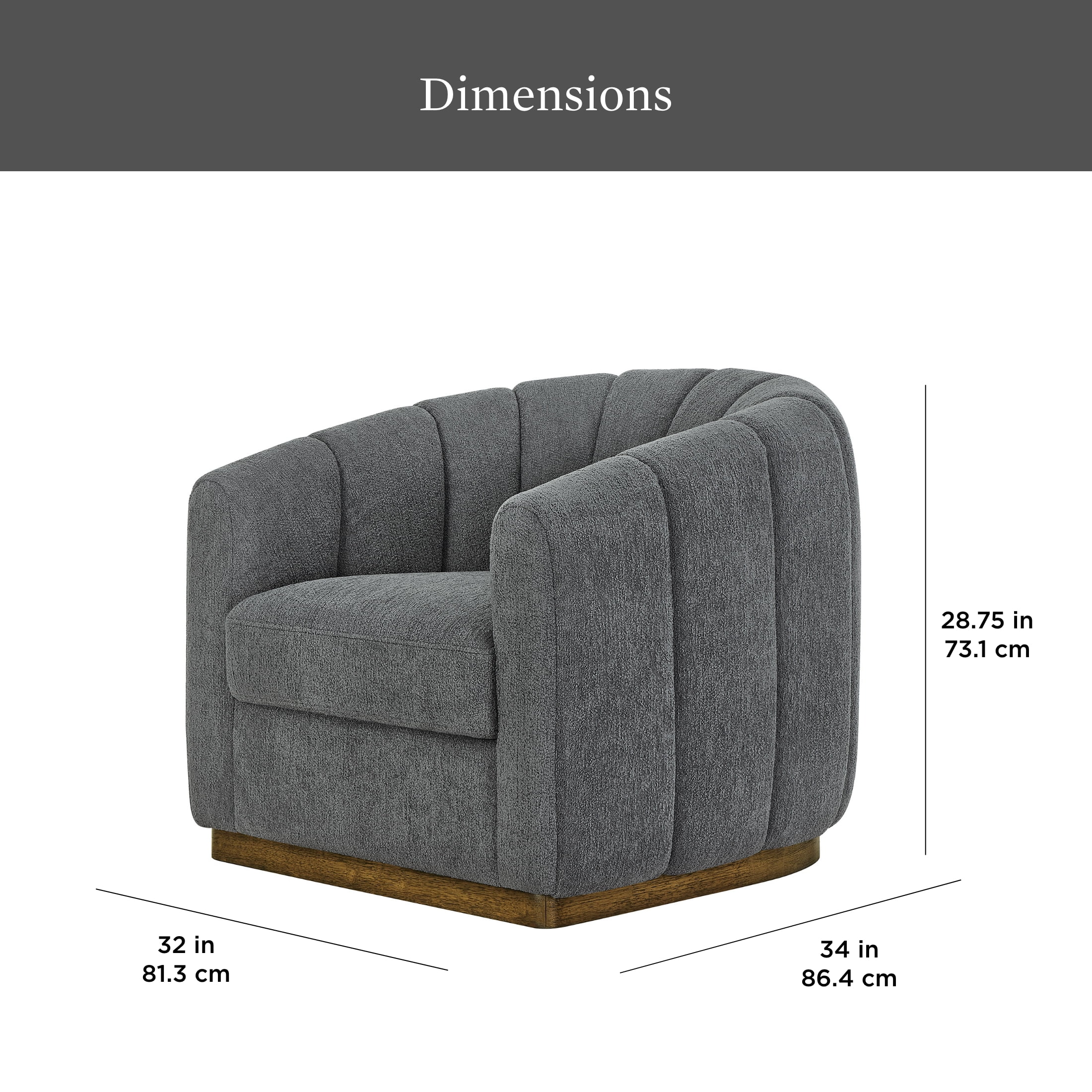 Better Homes & Gardens Lillian Accent Swivel Chair, Charcoal Boucle