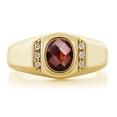 thumbnail image 2 of Gem Stone King Oval Ring for Men Gemstone Birthstone and White Created Sapphire 18K Yellow Gold Plated Silver | 8X6MM Center with 1.25MM Accents | Sizes 7-13, 2 of 6