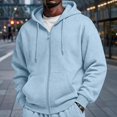 thumbnail image 7 of Full Zip Fleece Hoodie for Men Oversized Long Sleeve Pocket Loose Fit Streetwear Athletic Zip Up Sweatshirt Light Blue 2XL, 7 of 7
