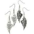 thumbnail image 3 of Stainless Steel Angel Wing Pair of Earrings-Psalm 34:7 by Shields of Strength, 3 of 3