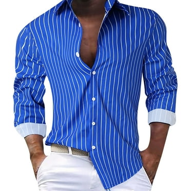 FBMDBB Men's Casual Fashionable Loose And Trendy 3D Striped Printed Lapel Long Sleeved Shirt Long Sleeve Shirts Men