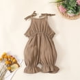 thumbnail image 3 of uublik Rompers for Girls Summer Double Shoulder Strap Sleeveless Jumpsuit Coffee, Size 3M-3T, 3 of 5