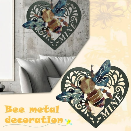 

WOXINDA Of Bees Art The Colorful Metal Courtyard Guardians Color Bee Wall Home Decor
