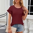 thumbnail image 7 of Diufon Summer Tops for Women Crew Neck Ruffle Short Sleeve Shirts Casual Loose Tunic Clothes, 7 of 7