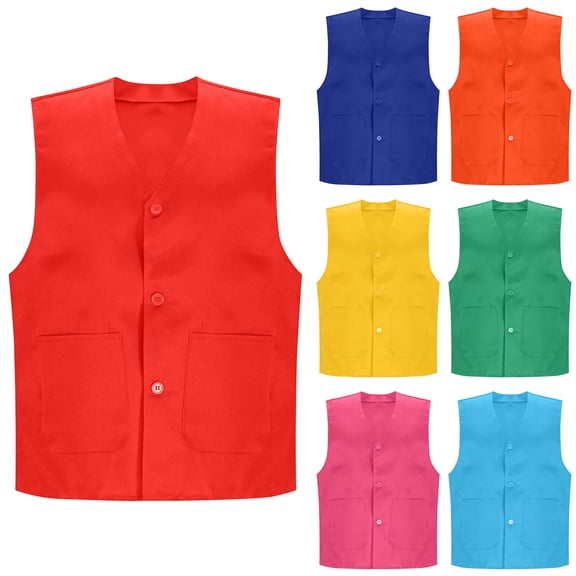 DIOAZUD Women Men Volunteer Activity Vest Lightweight Button Down Vests Supermarket Uniform Vests Clerk Workwear with Pockets