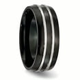 thumbnail image 4 of Titanium Grooved 8mm Black IP-plated Brushed & Polished Band, 4 of 10