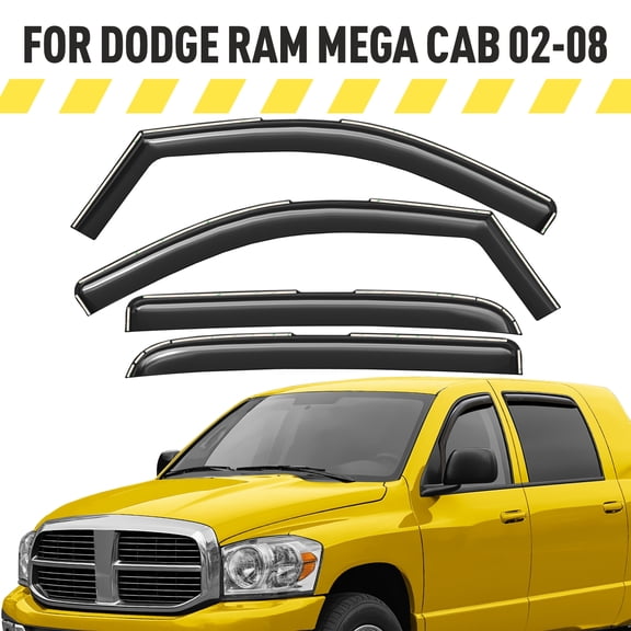 AEROGUYS Extra Durable Window Deflectors In-Channel Window Visors Rain Guards Fit for Dodge RAM 2002-2008 MegaCab, Sun Visors, Wind Vent for Shades, Exterior Car Accessories - 4 pcs. AG0883