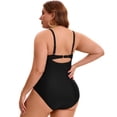 thumbnail image 3 of DARING DIVA Women's Plus 1 Piece Crisscross V-neck Swimsuit 1X Black, 3 of 7