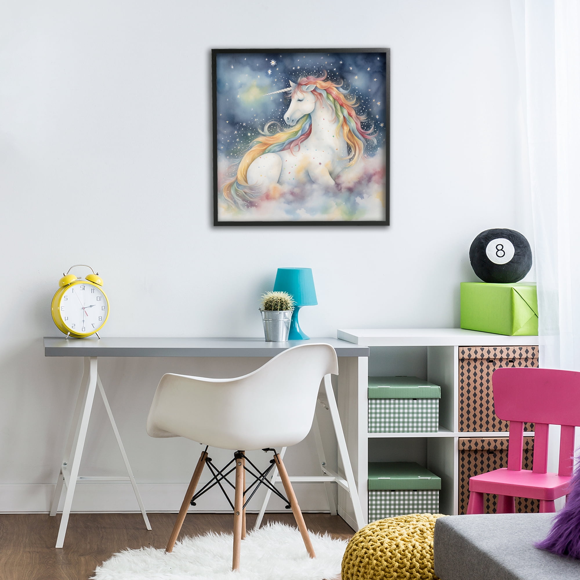 Stupell Industries Unicorn Floating on the Clouds Black Framed Giclee Art, design by Creative Studio
