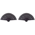 thumbnail image 1 of 2X Abanico Plegable Japonés de 8 Pulgadas Abanico de Bolsillo de Bambú de Flor de Mano de Madera Negro, 1 of 5