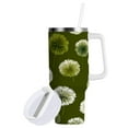 thumbnail image 2 of 30 oz Insulated Stainless Steel Tumbler Double Wall Stainless Steel Tumbler with 2-Way Drinking Green Dandelions Pattern, 2 of 9