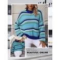 thumbnail image 6 of Xuanfei Women Striped Colorblock Spliced Crew Neck Long Sleeve Knit Sweater, 6 of 7