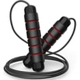 thumbnail image 2 of Zoogamo Tangle-Free Rapid Speed Adjustable Steel Jump Rope Workout with Foam Handles for Women, Men, and Kids Workout Gym Aerobic Exercise & Fitness (Black & Red), 2 of 6