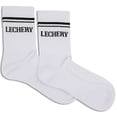 thumbnail image 2 of LECHERY Unisex Varsity Striped Half-crew Socks (1 Pair) - One Size, White/Black, 2 of 4