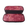 thumbnail image 5 of Vsdgher Abstract Red Marble Print Pen Case Leather Pencil Pouch Markers Holder Big Capacity Bag with Zippered Pocket for Stationery Tool, 5 of 6