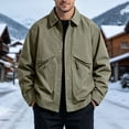 thumbnail image 2 of LODIENY Mens Big and Tall (M-5XL) Jacket Classic Fit Collared Outdoor Windbreaker Relaxed Fit Snap Button Coat with Zipper Pockets Army Green XXXXXL, 2 of 5