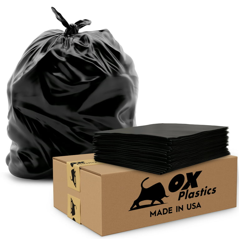 Lavex Pro 45 Gallon 3 Mil 40 x 46 Low Density Heavy-Duty Industrial  Contractor Black Trash Bag / Can Liner - 50/Case
