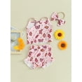 thumbnail image 4 of Musuos Baby Girls Summer Shorts Sets 6 12 18 24M Sleeveless Floral Butterfly Print Camisole Ruffle Shorts Headband Sets, 4 of 10