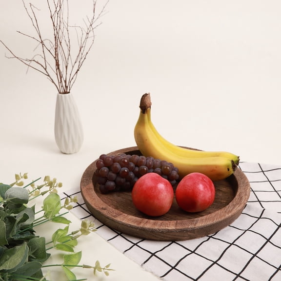Rustic Wooden Tray Candle Holder - Small Decorative Plate Pillar Candle Tray Wood for Farmhouse Dinning Table Kitchen Countertop Coffee Table Organizer Home Decor Wedding Centerpiece, 12inch