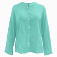 thumbnail image 6 of Cdudpw Womens Tops Short Sleeve Shirts Buttons V Neck Fall Fashion Outfits Plus Size Blouses Dressy Casual(Mint Green,L), 6 of 7