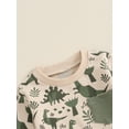thumbnail image 6 of Toddler Baby Boys Fall Outfits 6 12 18 24 Months 2T 3T 4T Dinosaur Print Pocket Long Sleeve Sweatshirts and Long Pants 2Pcs Clothes Set, 6 of 9
